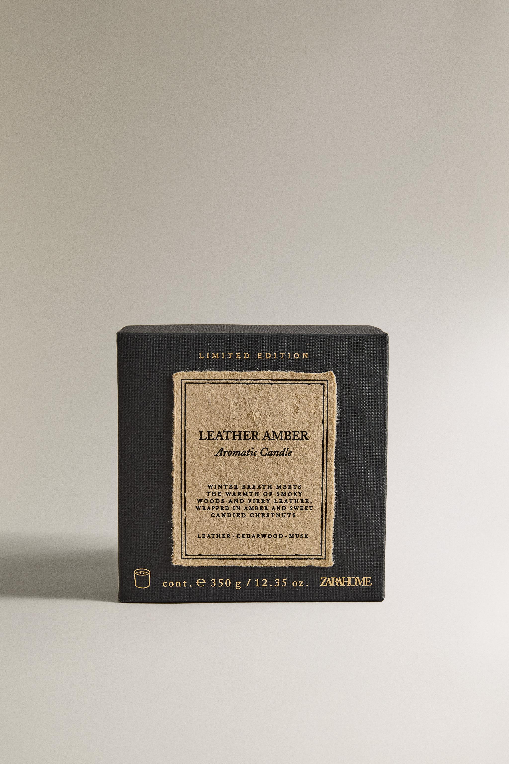 GR) LEATHER AMBER SCENTED CANDLE